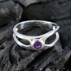 Amethyst Solitaire American 92.5 Silver Purple Gems Whisper thin Abstract Ring Jewelry