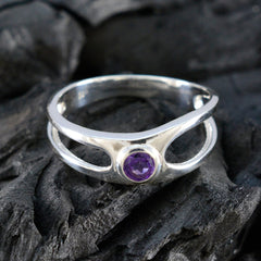 Amethyst Solitaire American 92.5 Silver Purple Gems Whisper thin Abstract Ring Jewelry