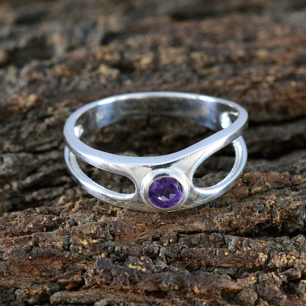 Amethyst Solitaire American 92.5 Silver Purple Gems Whisper thin Abstract Ring Jewelry