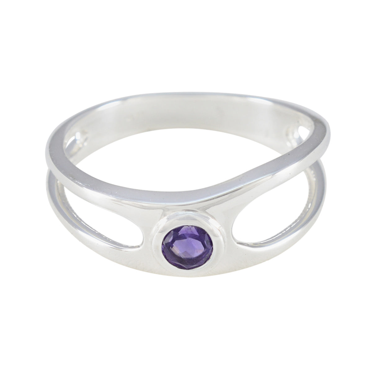 Amethyst Solitaire American 92.5 Silver Purple Gems Whisper thin Abstract Ring Jewelry