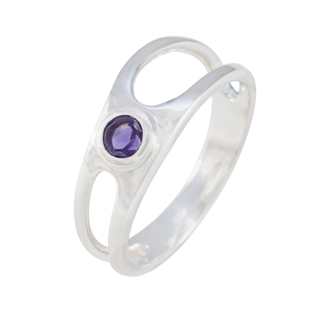 Amethyst Solitaire American 92.5 Silver Purple Gems Whisper-thin Abstract Ring Jewelry Второстепенное изображение товара