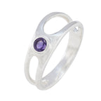 Amethyst Solitaire American 92.5 Silver Purple Gems Whisper thin Abstract Ring Jewelry