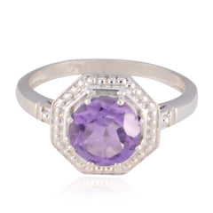 Amethyst Solitaire Turkish 925 Sterling Silver Purple Gems Whisper thin Fairytale Ring Jewelry