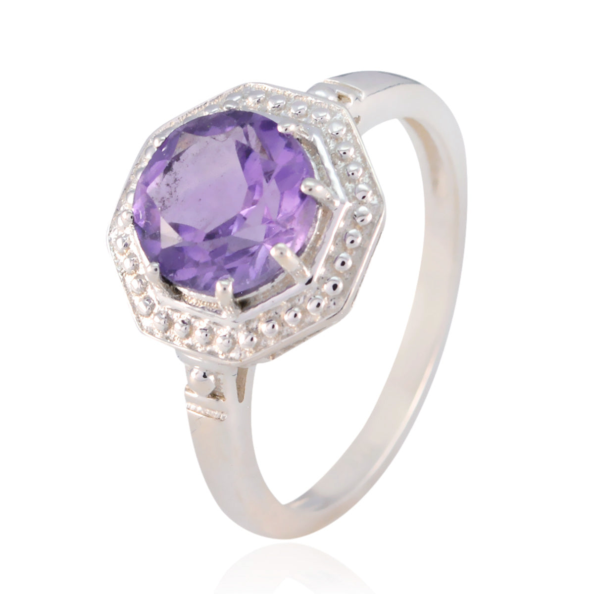 Anello da favola sottile con gemme viola in argento sterling 925 turco e solitario in ametista Immagine secondaria del prodotto