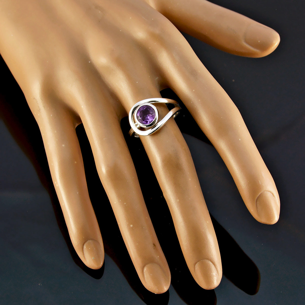 Amethyst Solitaire Russian 925 Silver Purple Gemstones Slim Romantic Ring Jewelry