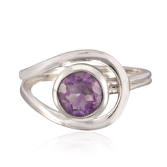 Amethyst Solitaire Russian 925 Silver Purple Gemstones Slim Romantic Ring Jewelry