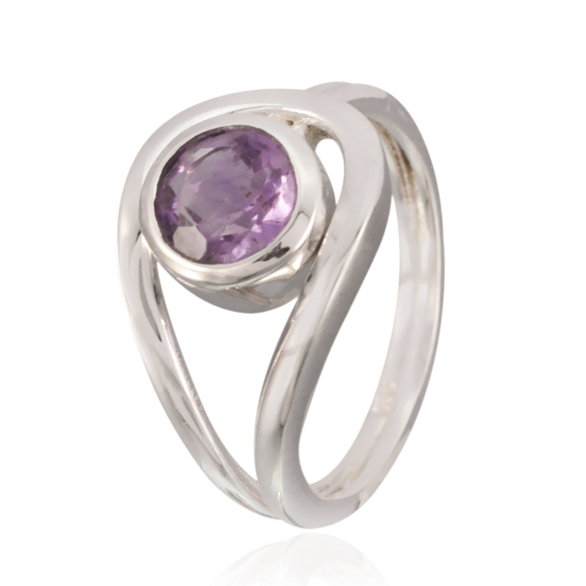 Amethyst Solitaire Russian 925 Silver Purple Gemstones Slim Romantic Ring Jewelry