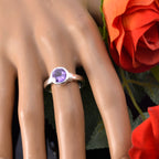 Amethyst Solitaire American Sterling Silver 925 Purple Gemstones Whisper thin Trendy Ring Jewelry