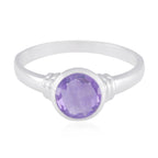 Amethyst Solitaire American Sterling Silver 925 Purple Gemstones Whisper thin Trendy Ring Jewelry