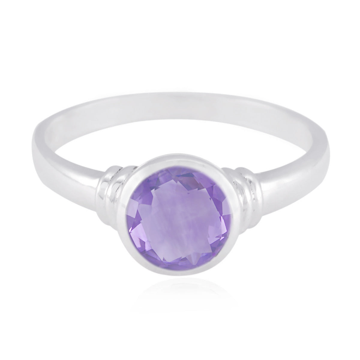 Amethyst Solitaire American Sterling Silver 925 Purple Gemstones Whisper thin Trendy Ring Jewelry