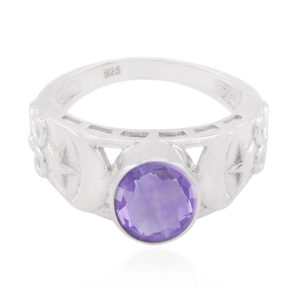 Amethyst Solitaire Mexican 925 Silver Purple Gemstones Slim Filigree Ring Jewellery