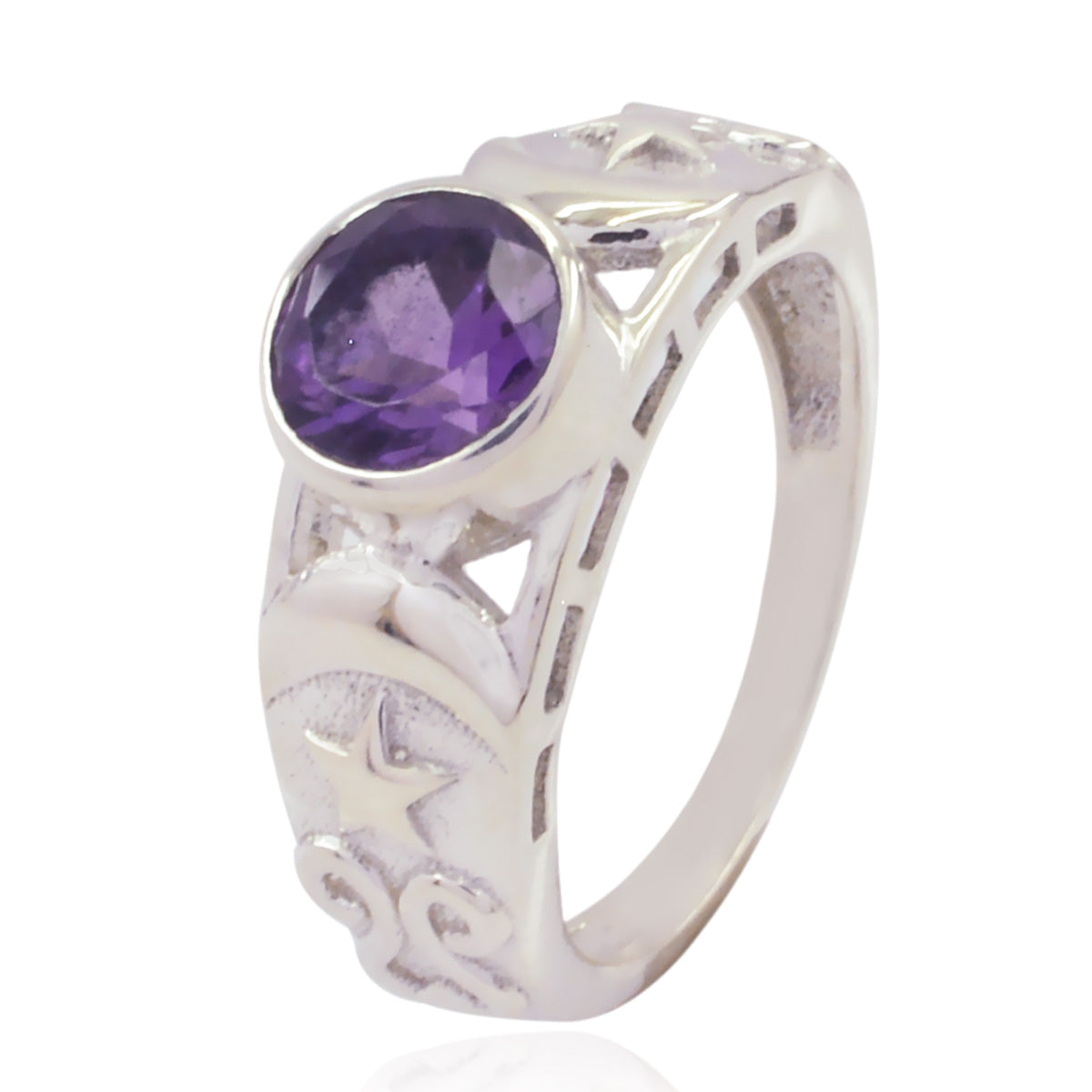 Amethyst Solitaire Mexican 925 Silver Purple Gemstones Slim Filigree Ring Jewellery