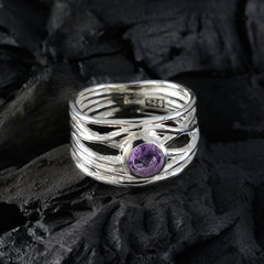 Amethyst Solitaire Australian 925 Sterling Silver Purple Gems Eye catching Rope Wire Band Jewelry