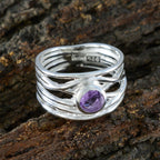 Amethyst Solitaire Australian 925 Sterling Silver Purple Gems Eye catching Rope Wire Band Jewelry