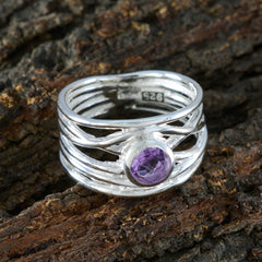 Amethyst Solitaire Australian 925 Sterling Silver Purple Gems Eye catching Rope Wire Band Jewelry