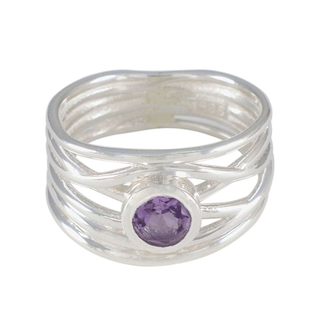 Amethyst Solitaire Australian 925 Sterling Silver Purple Gems Eye catching Rope Wire Band Jewelry
