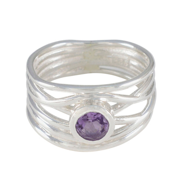 Amethyst Solitaire Australian 925 Sterling Silver Purple Gems Eye catching Rope Wire Band Jewelry