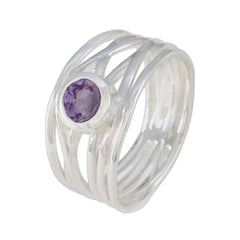 Amethyst Solitaire Australian 925 Sterling Silver Purple Gems Eye catching Rope Wire Band Jewelry