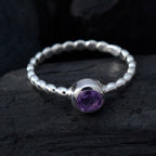 Amethyst Solitaire African 925 Silver Purple Gems Slim Trendy Ring Jewelry