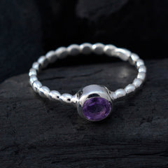 Amethyst Solitaire African 925 Silver Purple Gems Slim Trendy Ring Jewelry