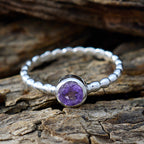 Amethyst Solitaire African 925 Silver Purple Gems Slim Trendy Ring Jewelry