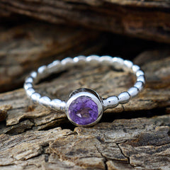 Amethyst Solitaire African 925 Silver Purple Gems Slim Trendy Ring Jewelry