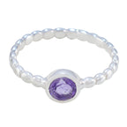 Amethyst Solitaire African 925 Silver Purple Gems Slim Trendy Ring Jewelry