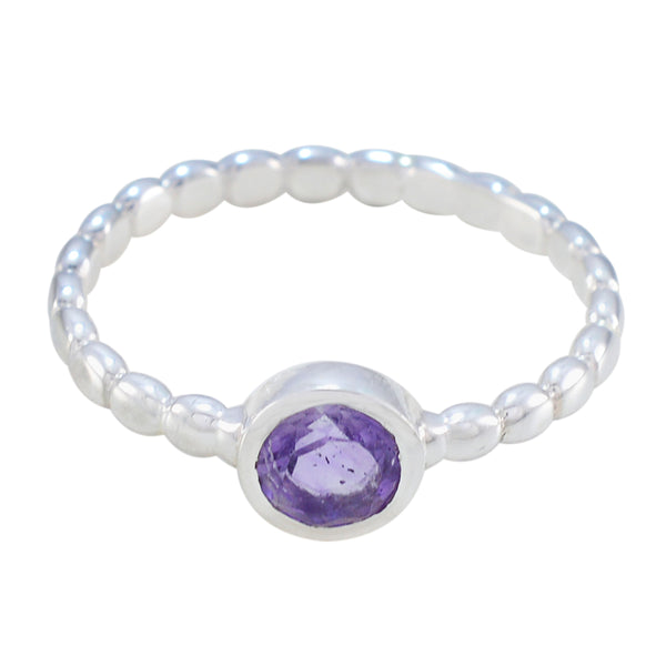 Amethyst Solitaire African 925 Silver Purple Gems Slim Trendy Ring Jewelry