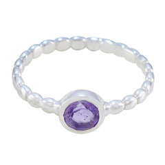Amethyst Solitaire African 925 Silver Purple Gems Slim Trendy Ring Jewelry