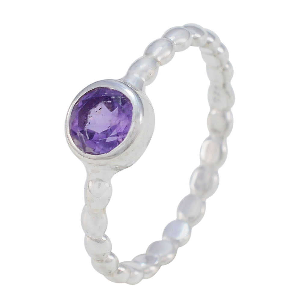 Amethyst Solitaire African 925 Silver Purple Gems Slim Trendy Ring Jewelry