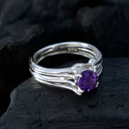 Amethyst Solitaire Russian 925 Sterling Silver Purple Gems Classic Romantic Ring Jewelry