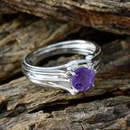 Amethyst Solitaire Russian 925 Sterling Silver Purple Gems Classic Romantic Ring Jewelry