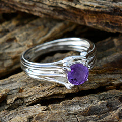 Amethyst Solitaire Russian 925 Sterling Silver Purple Gems Classic Romantic Ring Jewelry