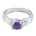 Amethyst Solitaire Russian 925 Sterling Silver Purple Gems Classic Romantic Ring Jewelry