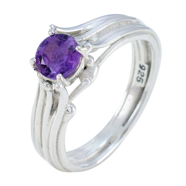 Amethyst Solitaire Russian 925 Sterling Silver Purple Gems Classic Romantic Ring Jewelry