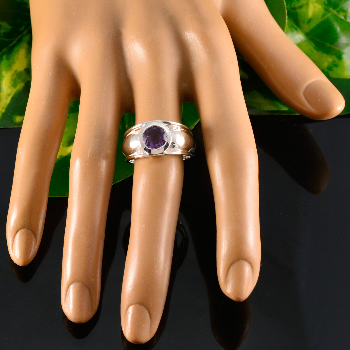 Amethyst Solitaire Egyptian 92.5 Silver Purple Gems Classic Abstract Ring Jewellery