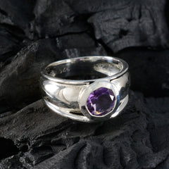 Amethyst Solitaire Egyptian 92.5 Silver Purple Gems Classic Abstract Ring Jewellery
