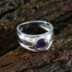 Amethyst Solitaire Egyptian 92.5 Silver Purple Gems Classic Abstract Ring Jewellery