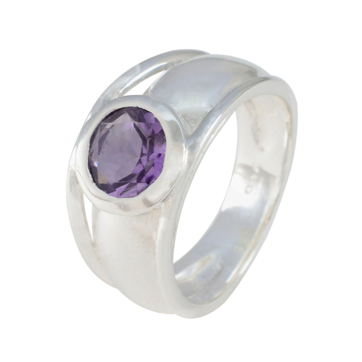 Amethyst Solitaire Egyptian 92.5 Silver Purple Gems Classic Abstract Ring Jewellery