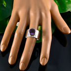 Amethyst Solitaire Indian 92.5 Silver Purple Gemstone Essential  Contemporary Ring Jewellery