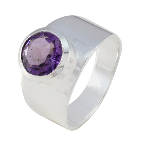 Amethyst Solitaire Indian 92.5 Silver Purple Gemstone Essential  Contemporary Ring Jewellery
