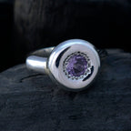 Amethyst Solitaire Korean Silver Purple Gemstones Whisper thin Luxurious Ring Jewelry
