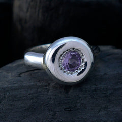 Amethyst Solitaire Korean Silver Purple Gemstones Whisper thin Luxurious Ring Jewelry