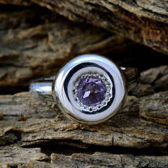Amethyst Solitaire Korean Silver Purple Gemstones Whisper thin Luxurious Ring Jewelry