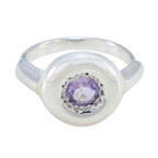 Amethyst Solitaire Korean Silver Purple Gemstones Whisper thin Luxurious Ring Jewelry