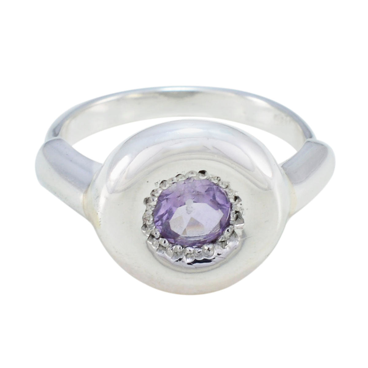 Amethyst Solitaire Korean Silver Purple Gemstones Whisper thin Luxurious Ring Jewelry