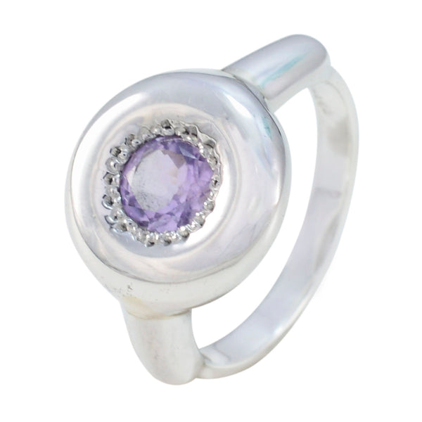 Amethyst Solitaire Korean Silver Purple Gemstones Whisper thin Luxurious Ring Jewelry