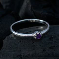 Amethyst Solitaire Turkish 925 Silver Purple Gemstone Elegant  Glamorous Ring Jewelry
