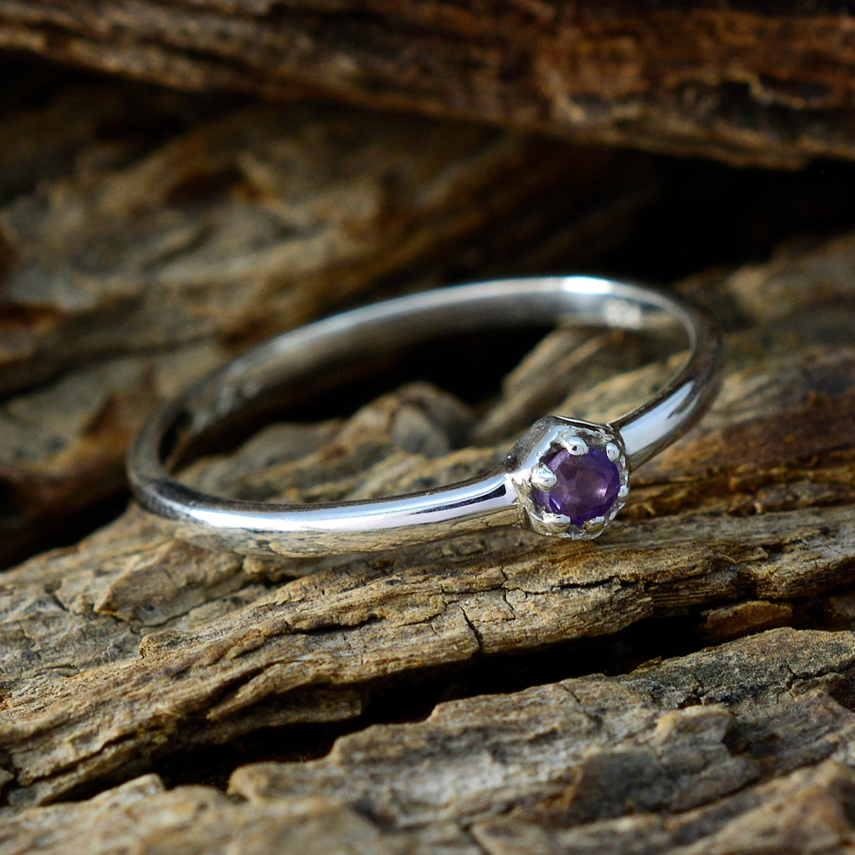 Amethyst Solitaire Turkish 925 Silver Purple Gemstone Elegant  Glamorous Ring Jewelry