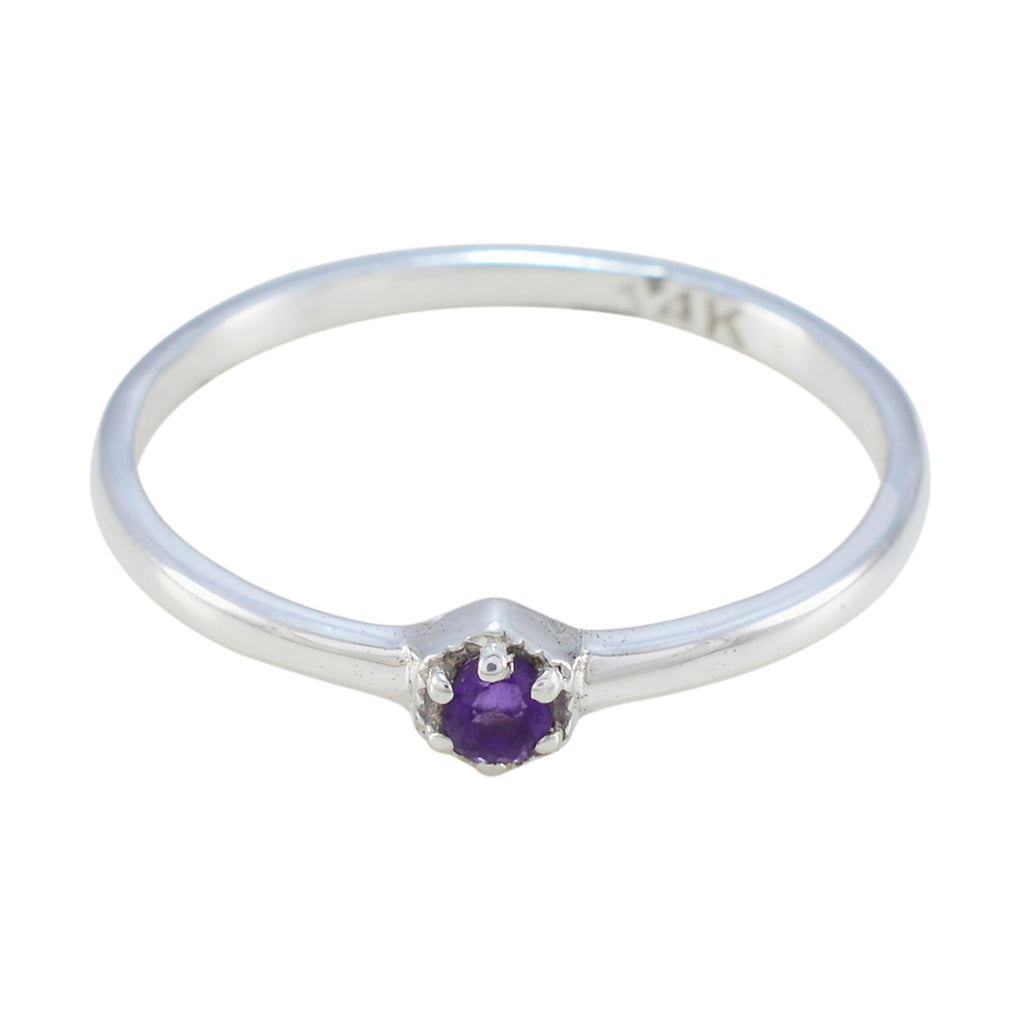 Amethyst Solitaire Turkish 925 Silver Purple Gemstone Elegant  Glamorous Ring Jewelry